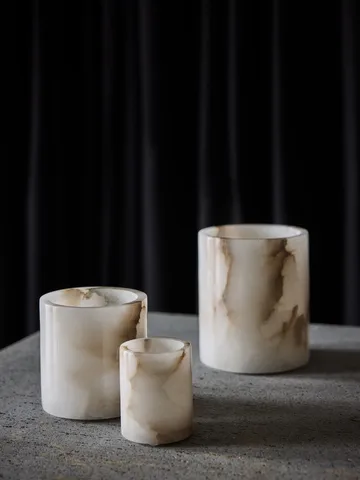 Alabaster candle holder - White-beige, M 14 cm - Tell Me More