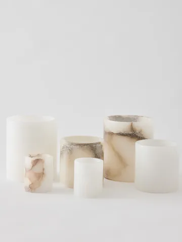 Alabaster candle holder - White-beige, S 10 cm - Tell Me More