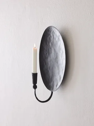 Boule wall candle holder with backplate - Black - Tell Me More
