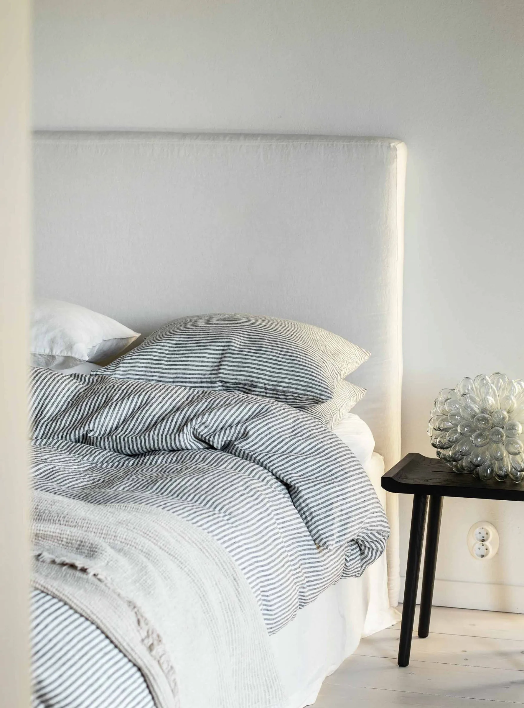 Duvet cover linen 140x200 cm, Grey/white Tell Me More