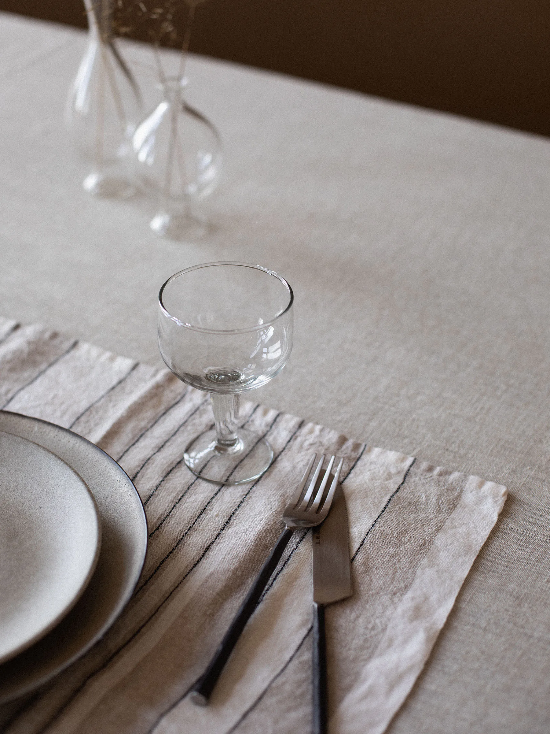 Noah linen napkin 50x50 cm, Beige stripe Tell Me More
