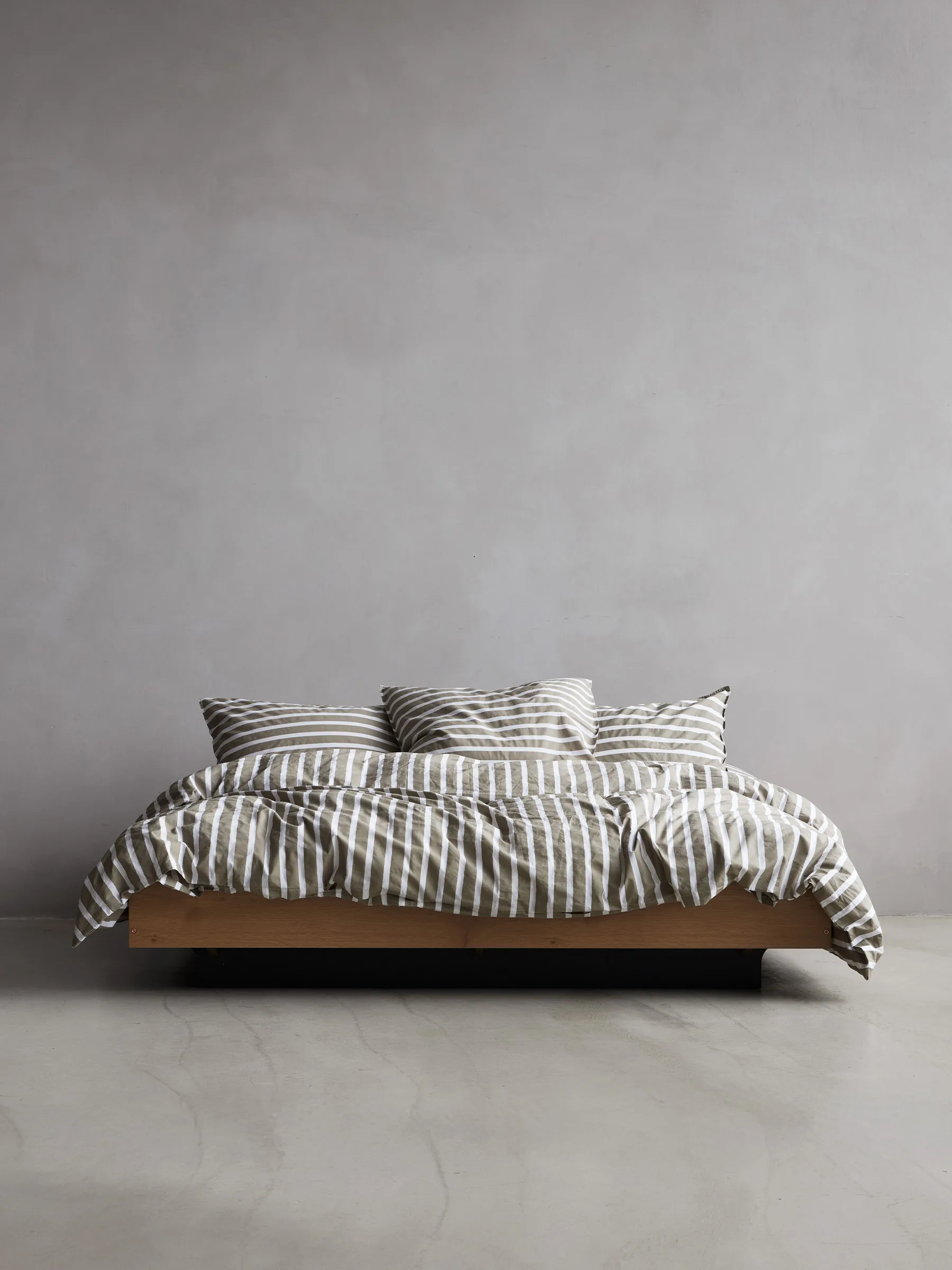 Tell Me More striped duvet cover cotton, Olive, 150x200 cm Tell Me More