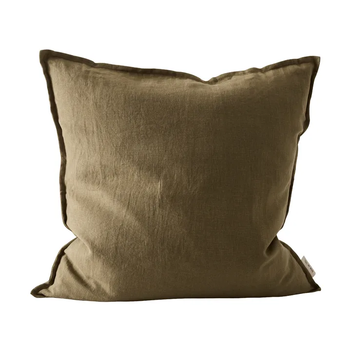 Washed linen cushion cover 50x50 cm - Dark olive green - Tell Me More