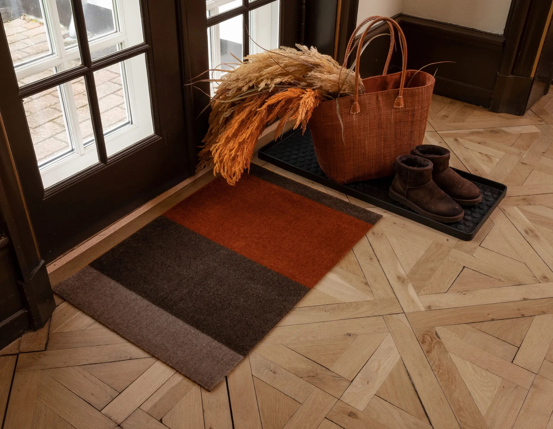 Stripes doormat horizontal, Brown-terracotta. 60x90 cm tica copenhagen