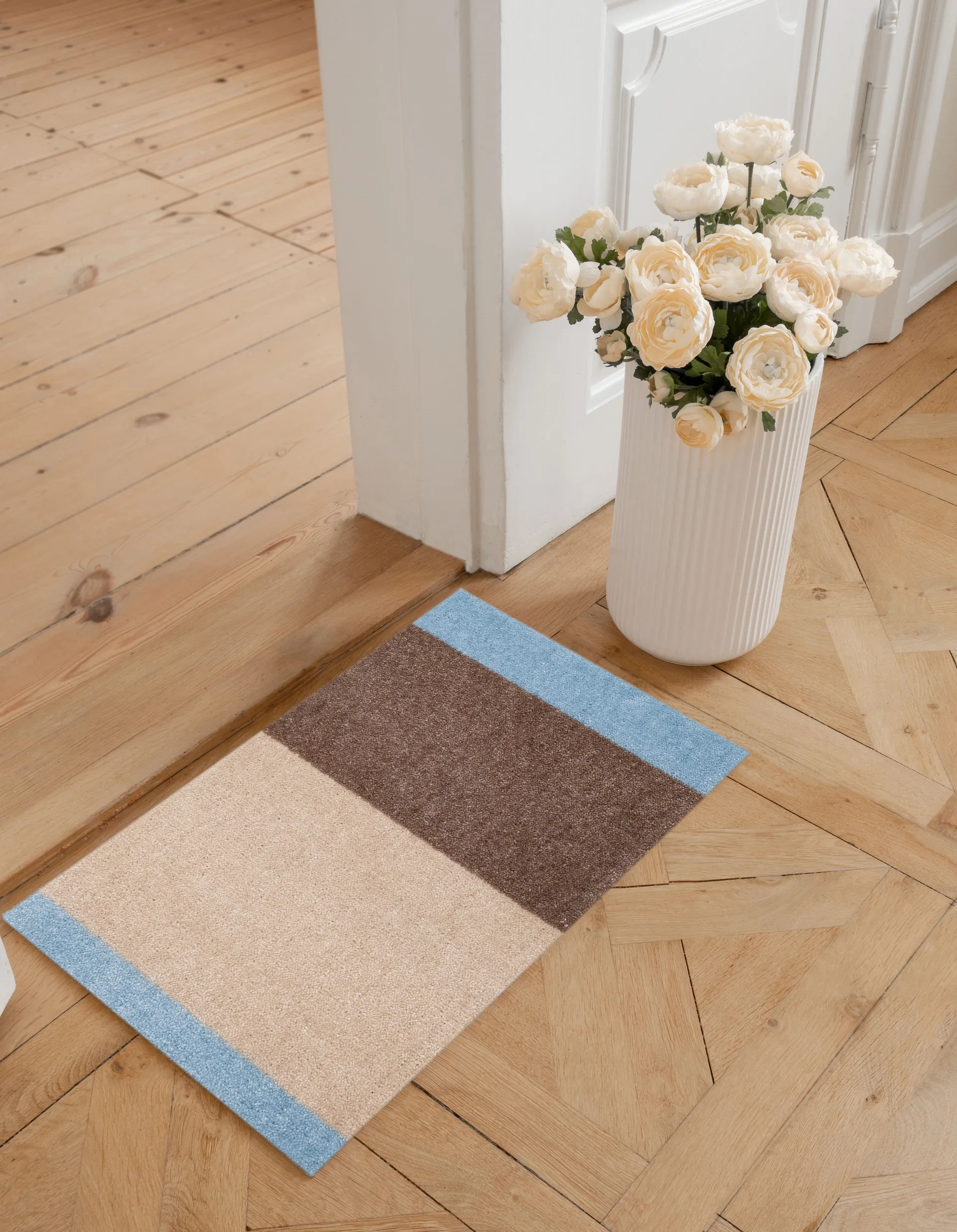 Stripes doormat horizontal, Ivory-sand-blue, 40x60 cm tica copenhagen