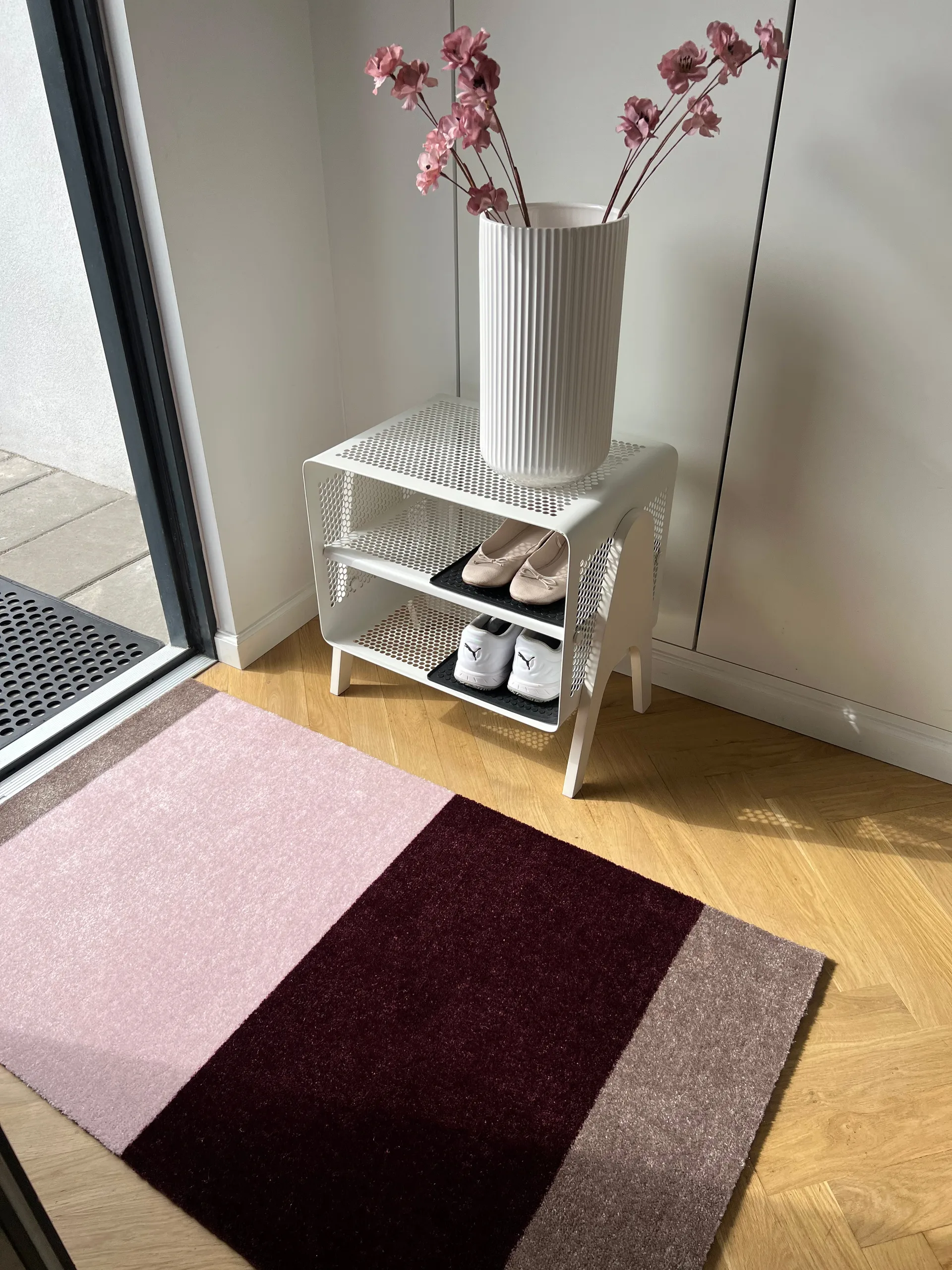 Stripes hallway rug horizontal, Bordeaux-rose-sand, 67x120 cm tica copenhagen