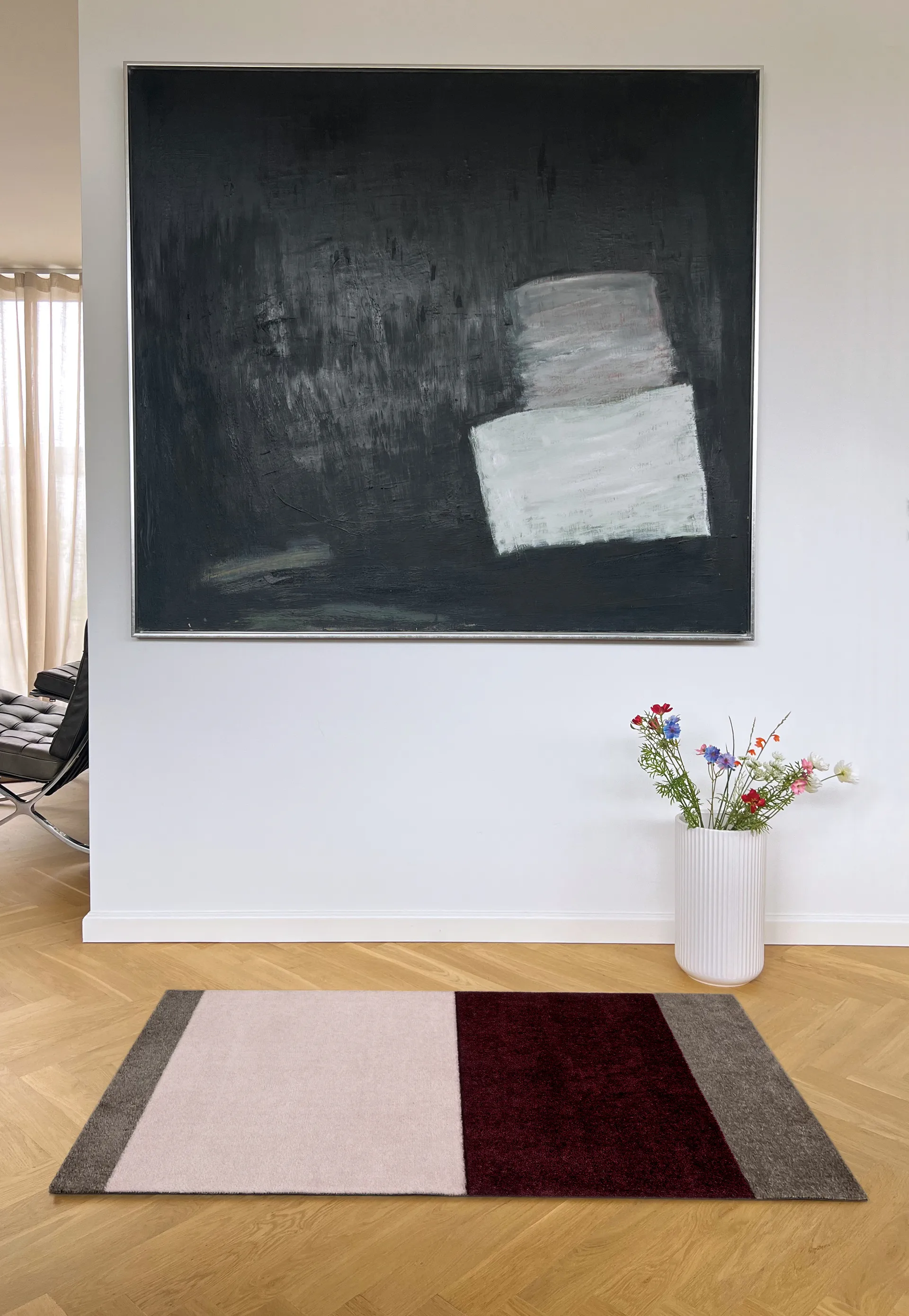 Stripes hallway rug horizontal, Bordeaux-rose-sand, 67x120 cm tica copenhagen