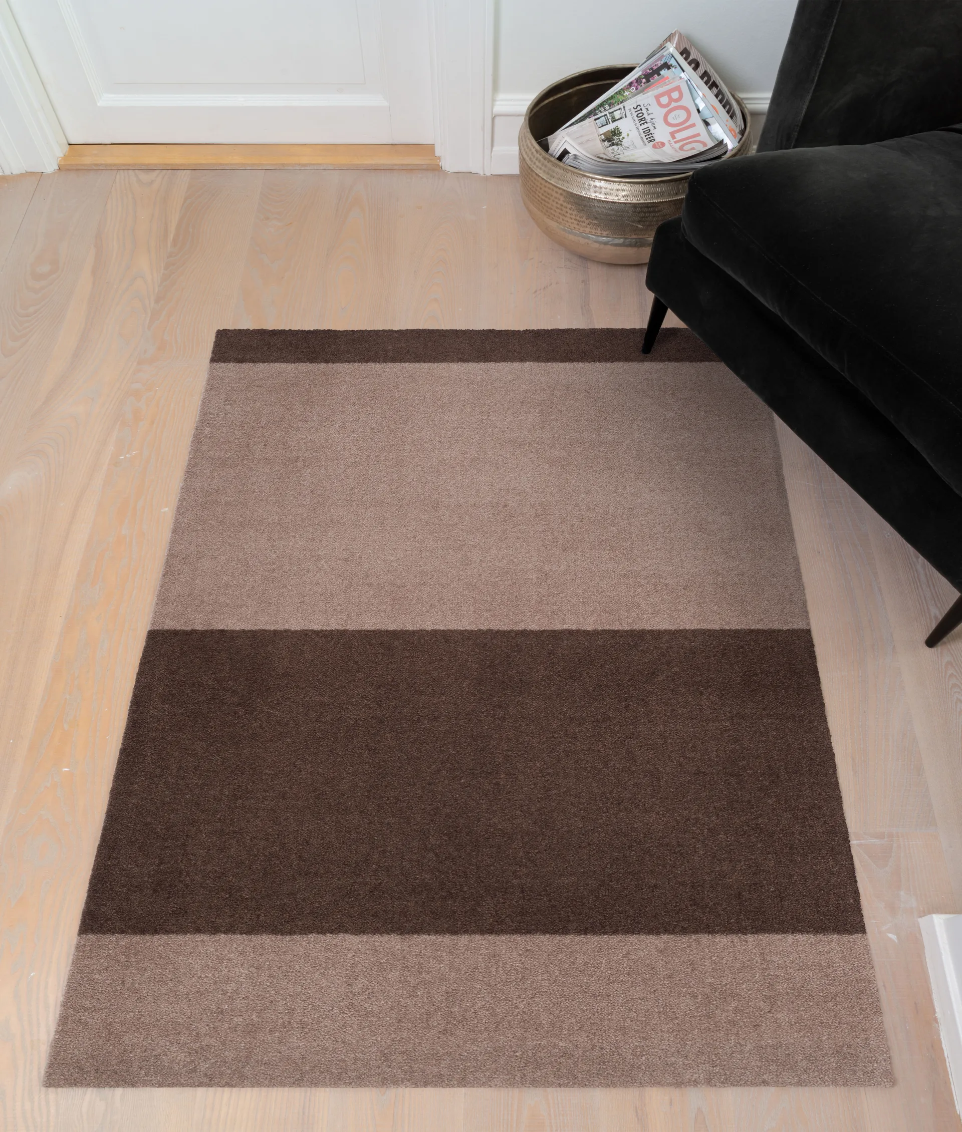 Stripes hallway rug horizontal, Sand-brown. 67x120 cm tica copenhagen