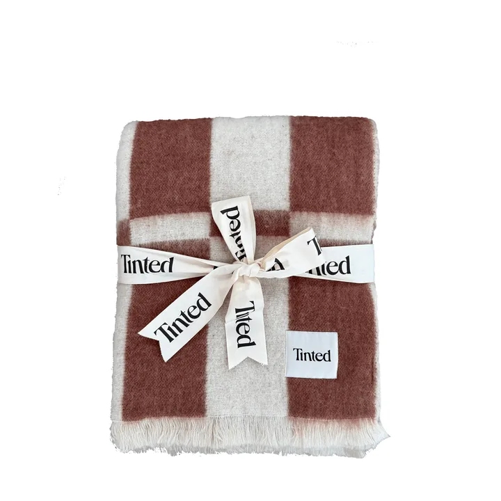 Hallin mohair throw - Off white-rust, 130x170 cm - Tinted
