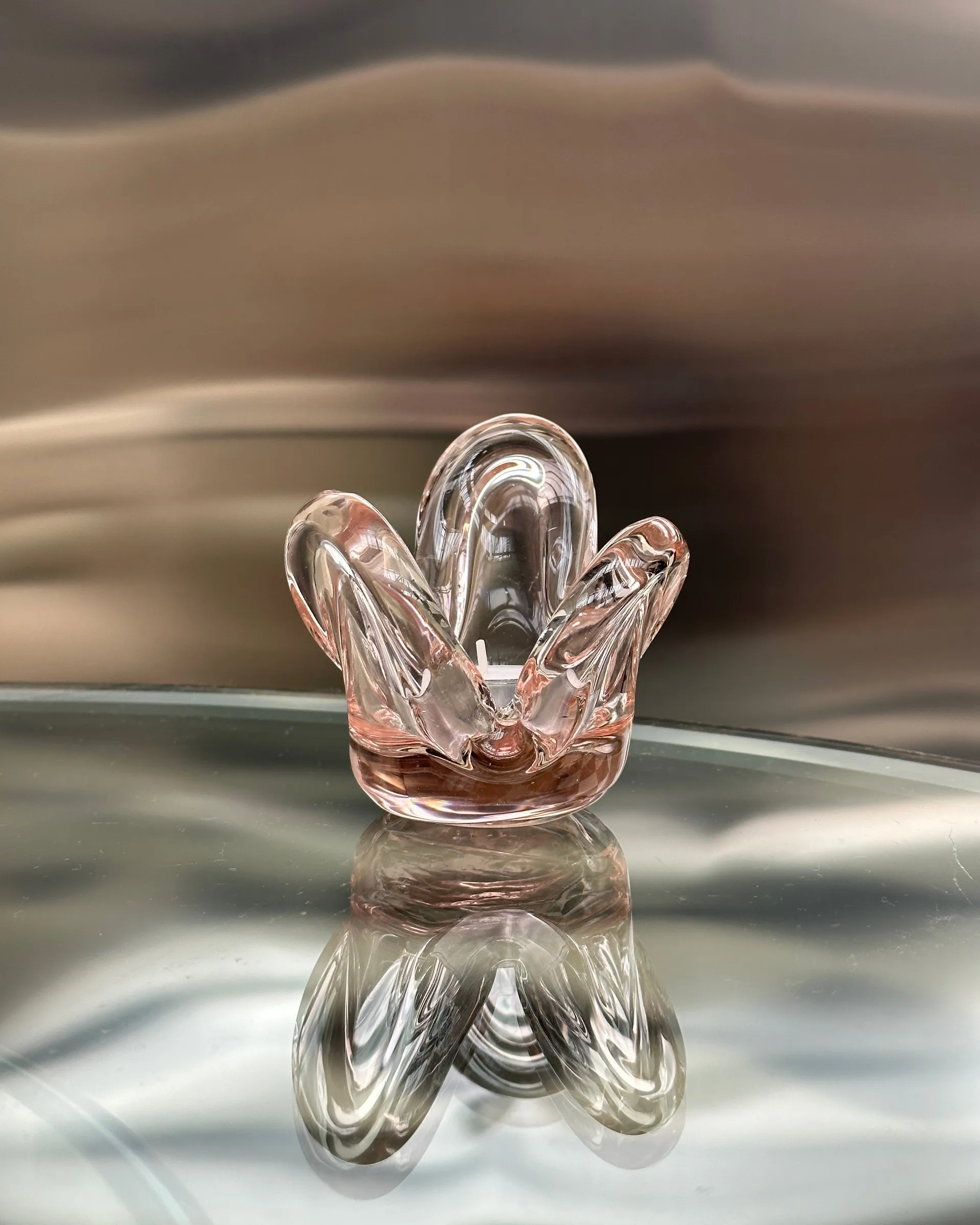 Visser Candle holder, Pink Tinted