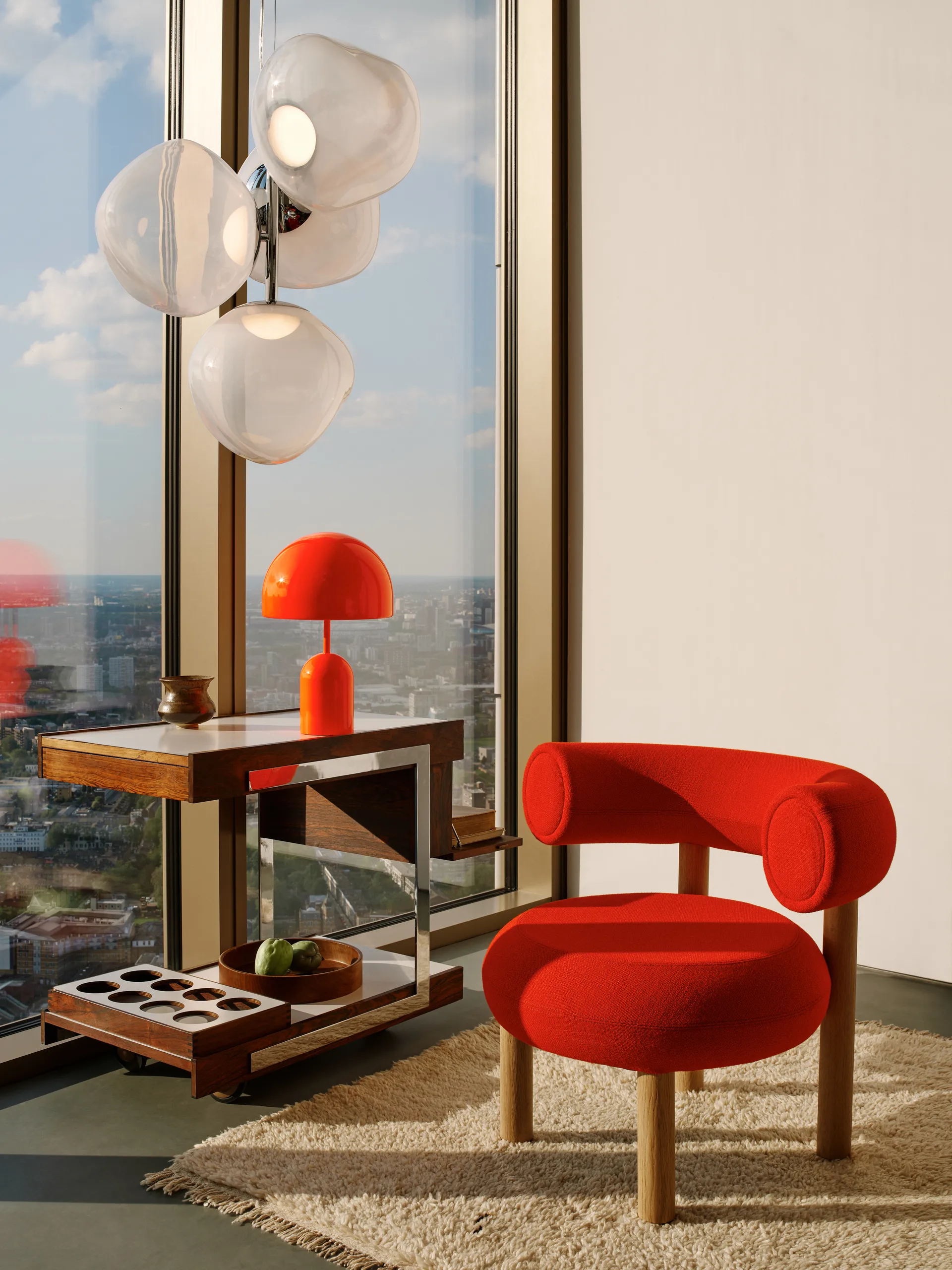 Bell portable LED table lamp 28 cm, Fluoro (red) Tom Dixon