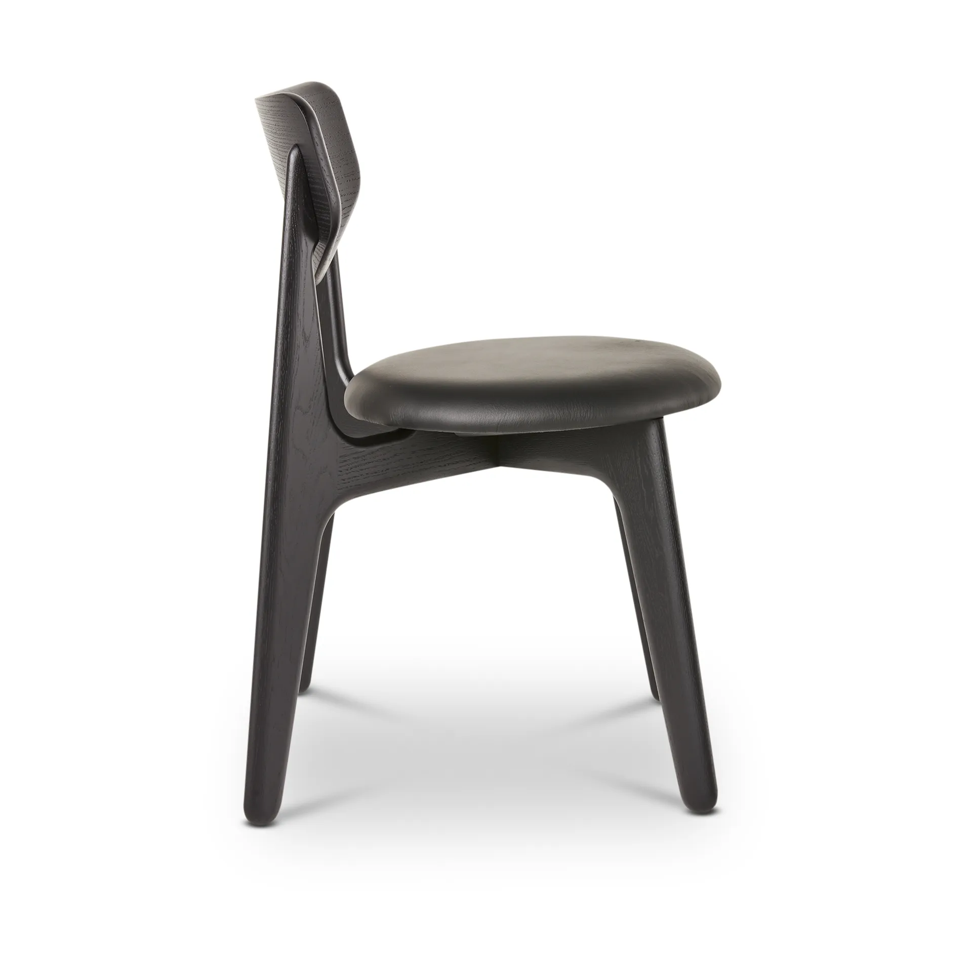 Slab dining chair upholstered seat, Black oak-black leather Tom Dixon