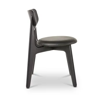 Slab dining chair upholstered seat - Black oak-black leather - Tom Dixon