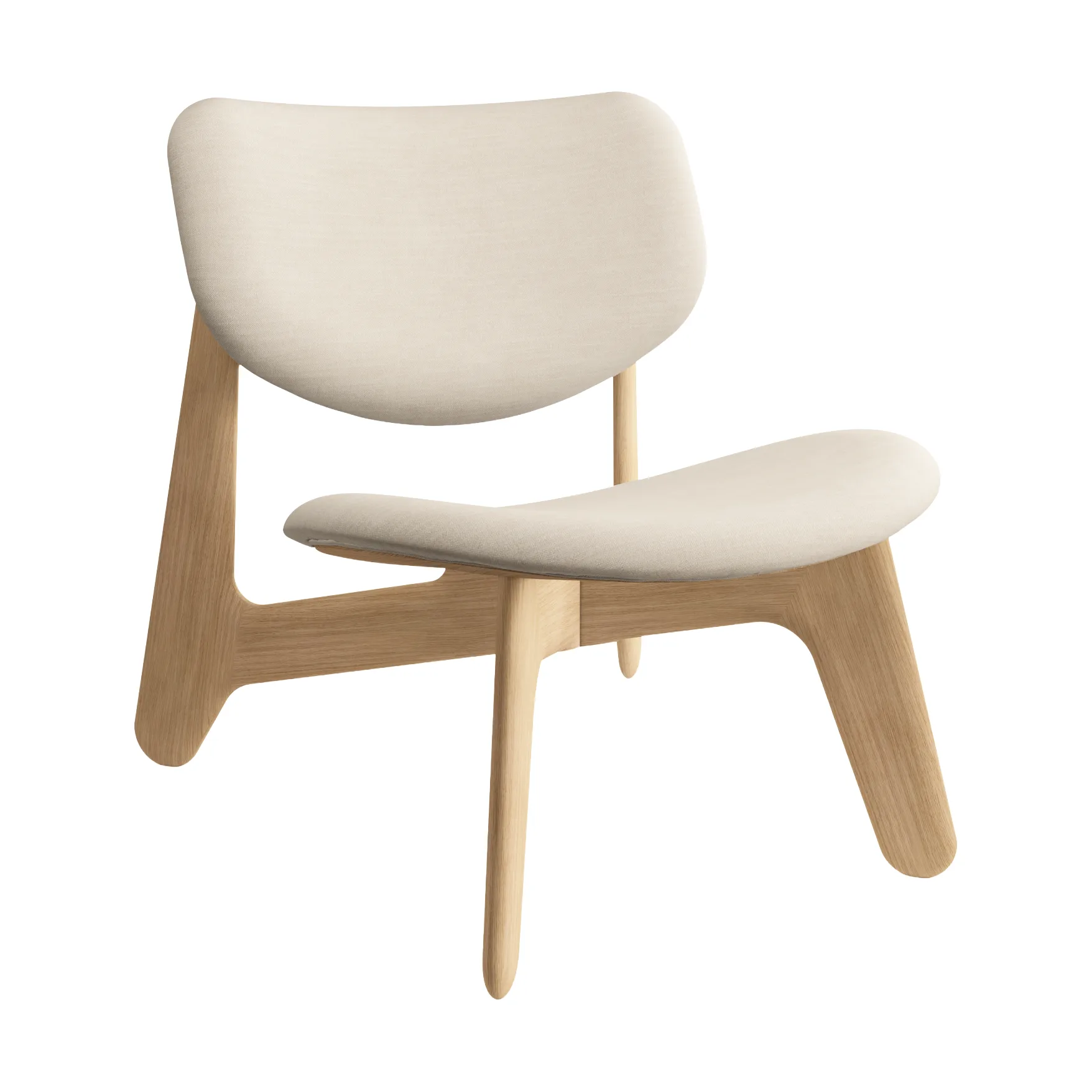 Slab lounge chair upholstered seat, Natural brushed oak-Linara 05 CMHR Cream Tom Dixon
