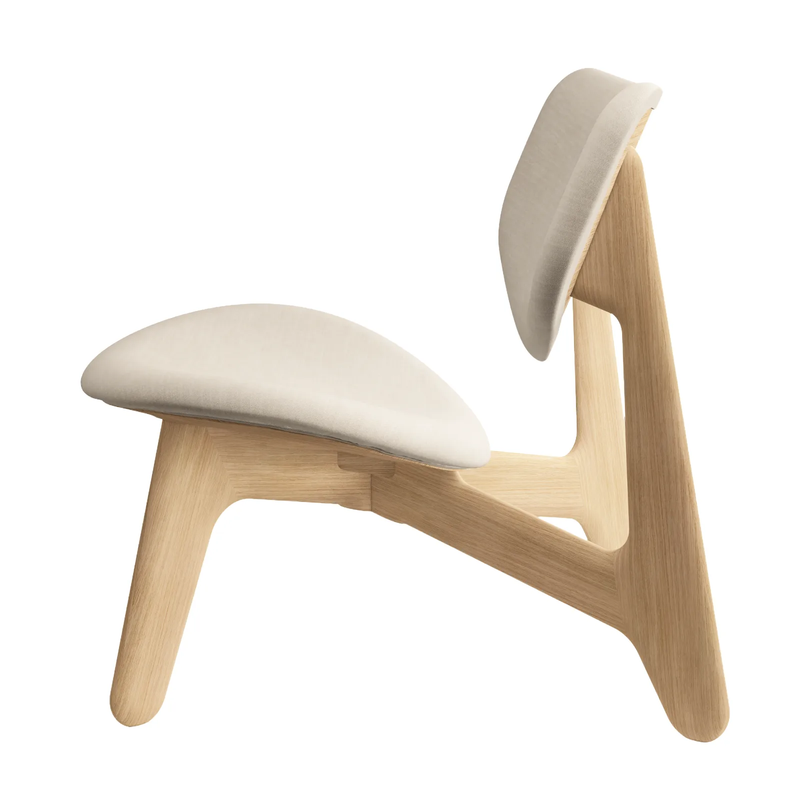 Slab lounge chair upholstered seat, Natural brushed oak-Linara 05 CMHR Cream Tom Dixon