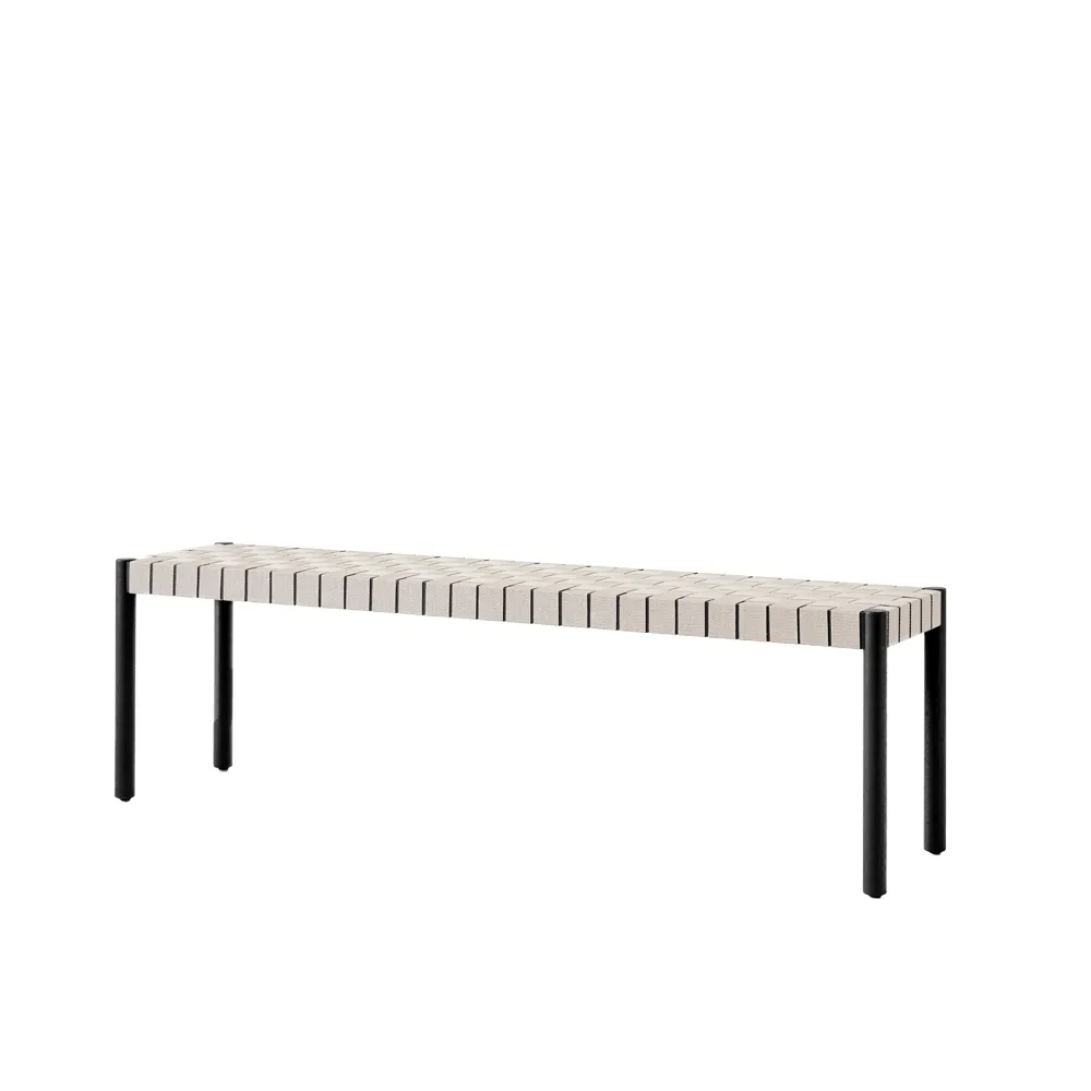 Betty TK5 bench, Black. natural braided linen seat &Tradition