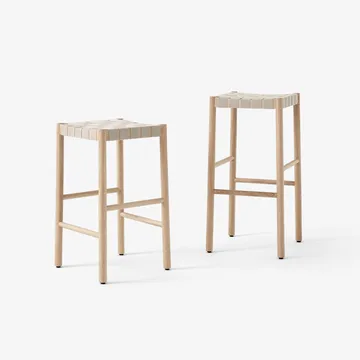 Betty TK8 barstool - Black, natural braided linen band seat - &Tradition