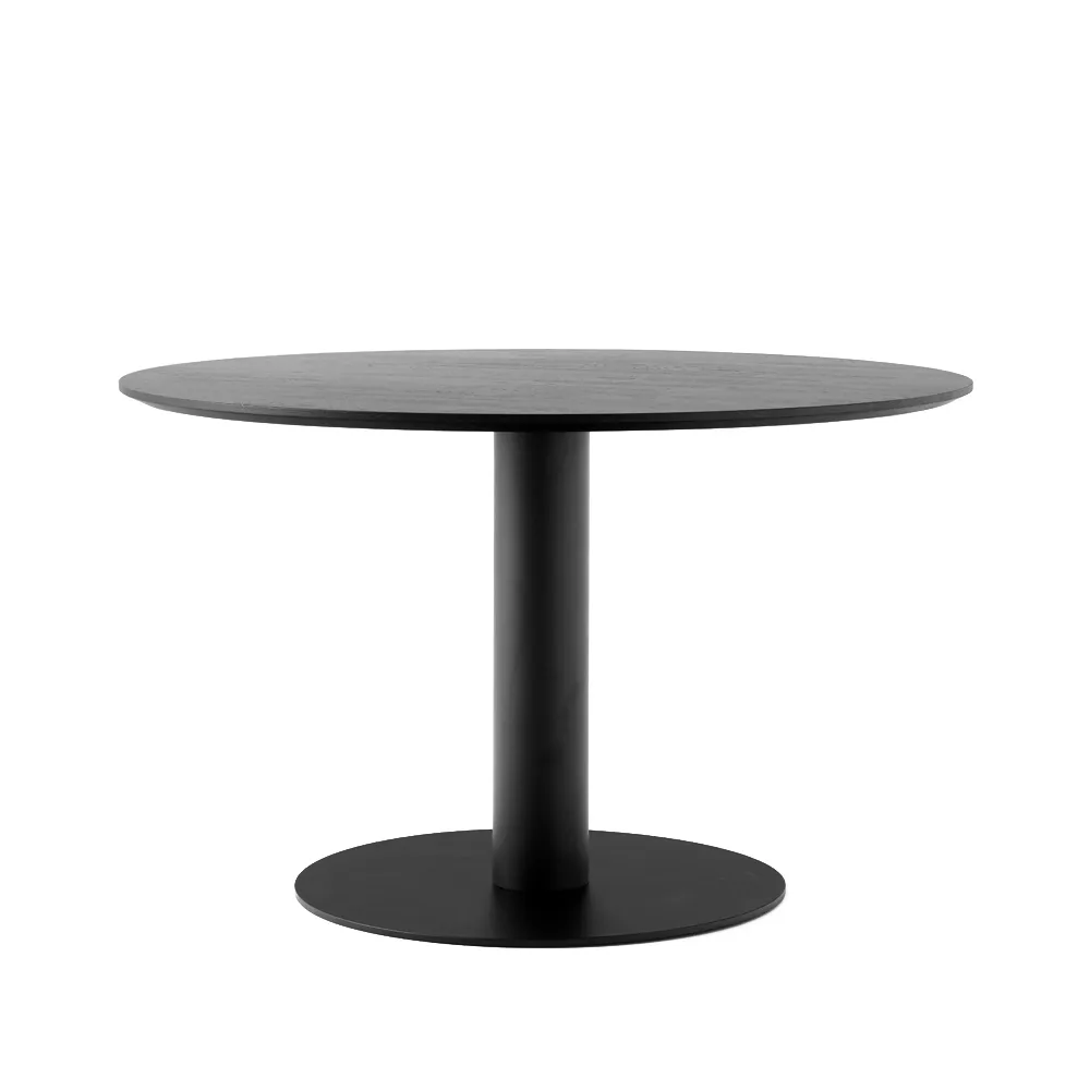 In Between SK12 dining table, Black lacquered oak. matte black metal stand &Tradition