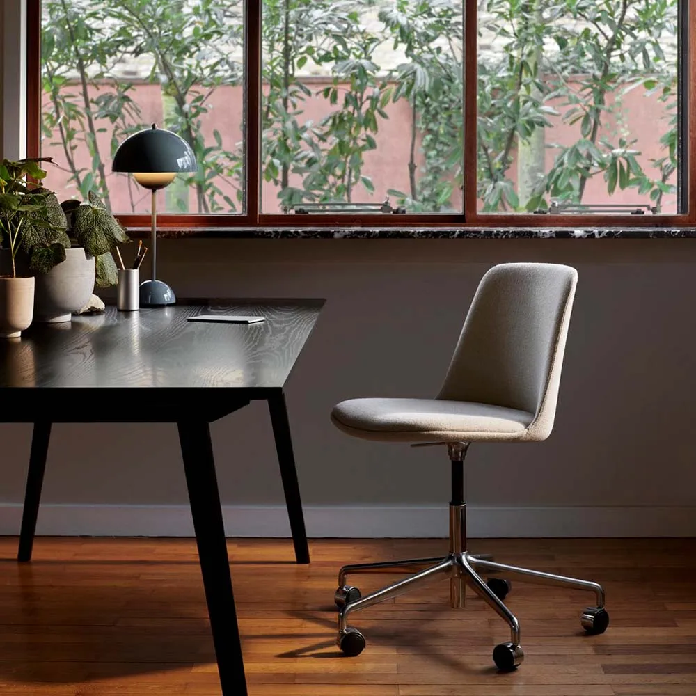 Rely HW31 office chair, Fabric re-wool 718 grey, black base &Tradition