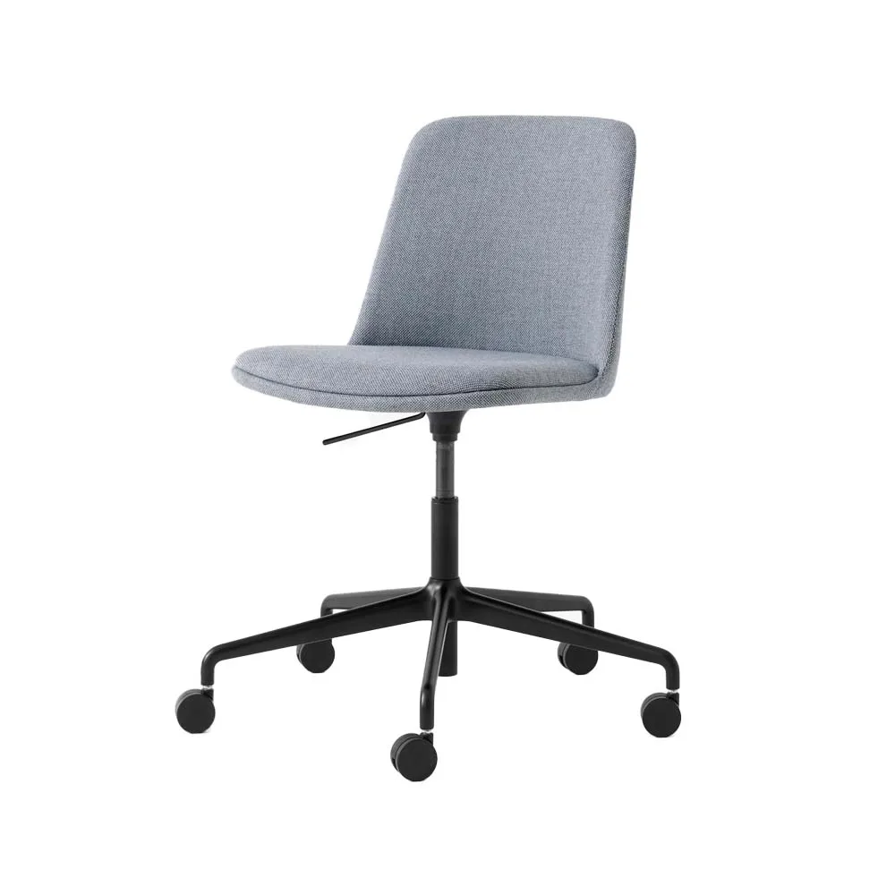Rely HW31 office chair, Fabric re-wool 718 grey, black base &Tradition