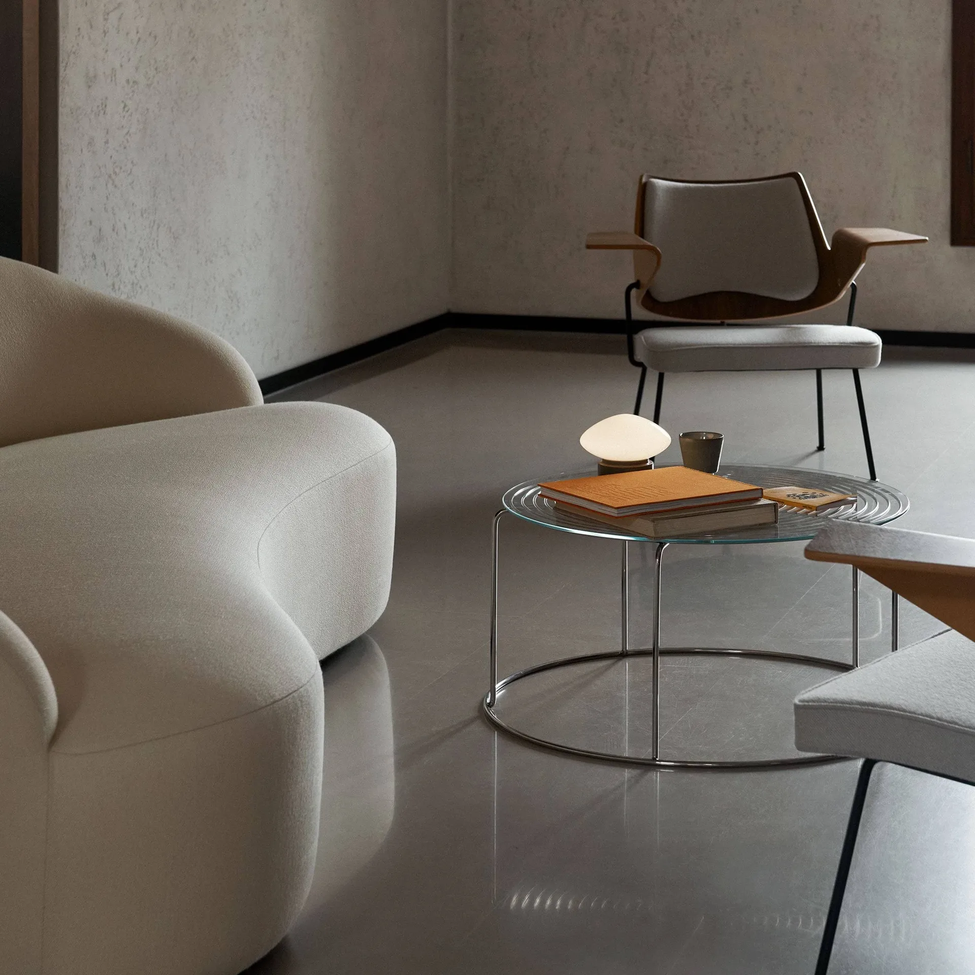 Wire VP17 coffee table, Stainless steel-glass, Ø74x36 cm &Tradition