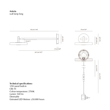 Asteria Wall wall lamp - Long, Nuance mist-chrome - Umage