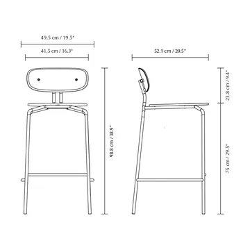 Curious bar stool 75 cm - Oak-brass - Umage