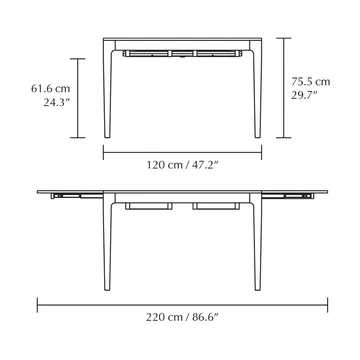 Heart'n'Soul dining table 90x120 cm - Oak-obsidian black - Umage