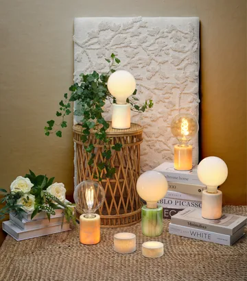 Marble table candle - White silk matte, Ø8x4 cm - Unison