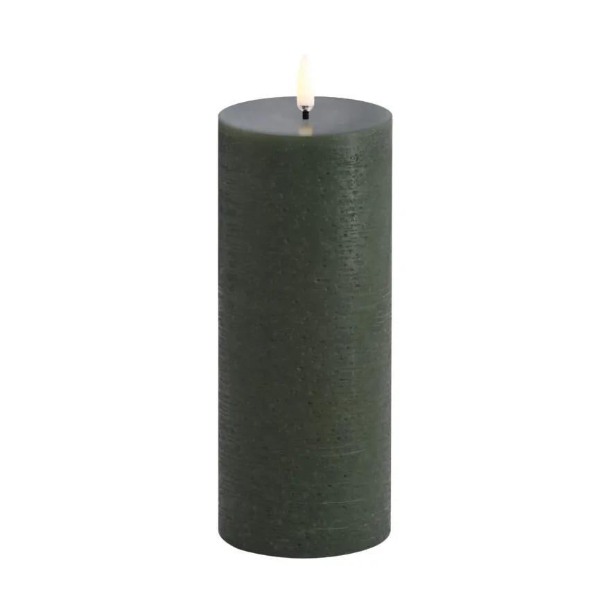 LED Pillar candle 7.8x20 cm Rustic, Olive green Uyuni Lighting