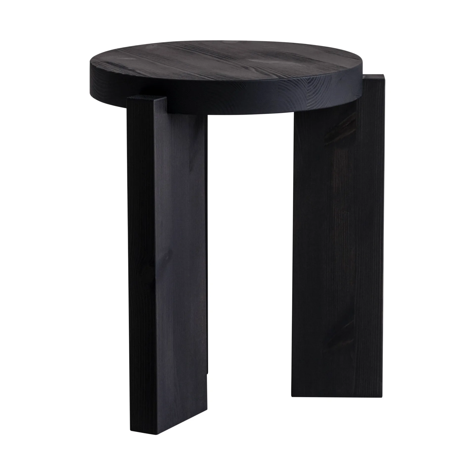 001 Stool round, Black-stained pine, Ø40x44 cm Vaarnii