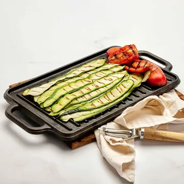 Cast iron reversible griddle 21x33 cm - Black - Victoria
