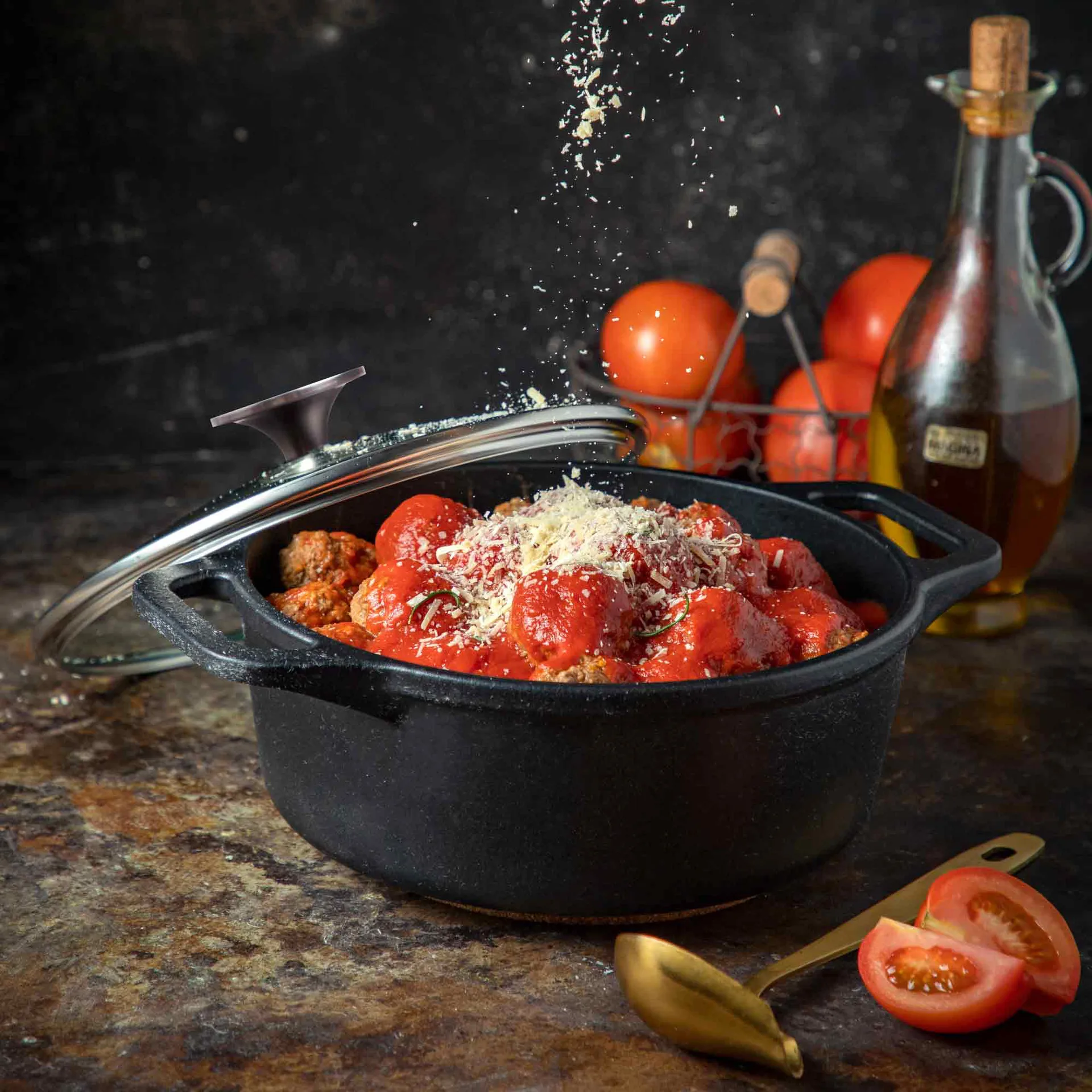 Victoria cast iron casserole with glass lid, enamelled, 3.8 l Victoria