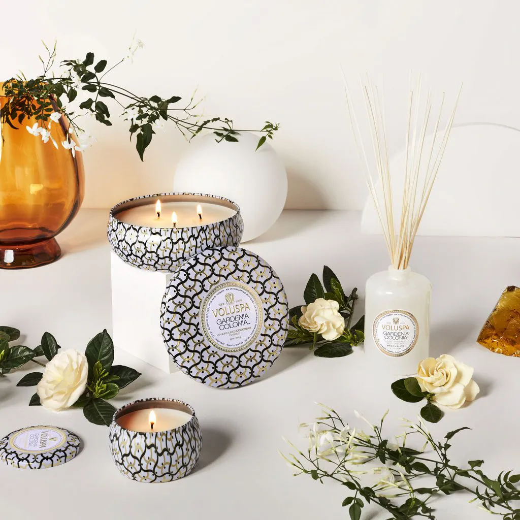 Maison Blanc Mini Tin scented 25 hours, Gardenia Colonia Voluspa