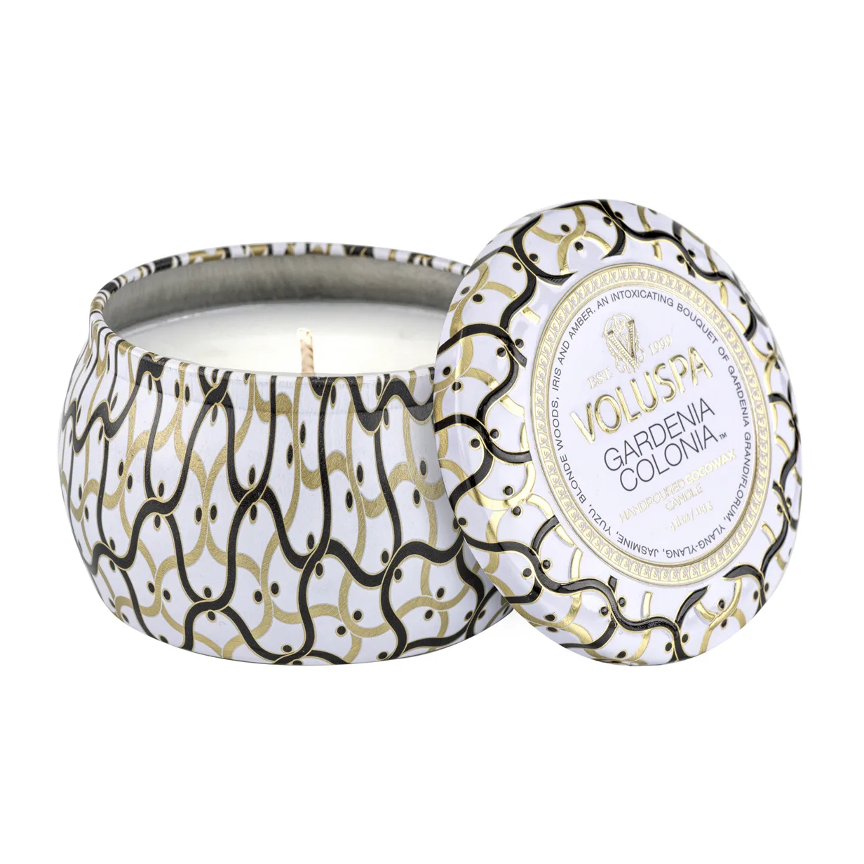 Maison Blanc Mini Tin scented 25 hours, Gardenia Colonia Voluspa