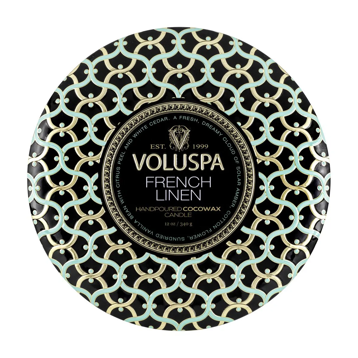 Maison Noir 3-wick Tin scented 40 hours, French Linen Voluspa