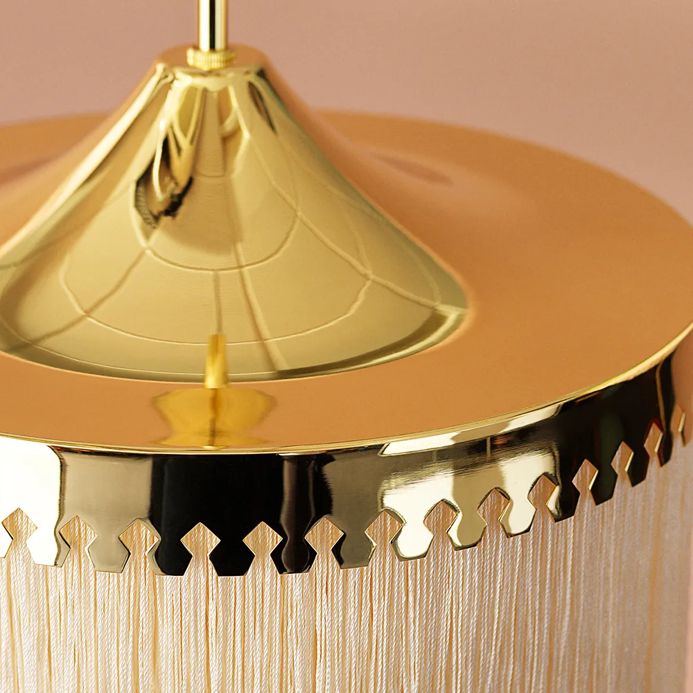 Fringe pendant lamp, Cream white, large Warm Nordic
