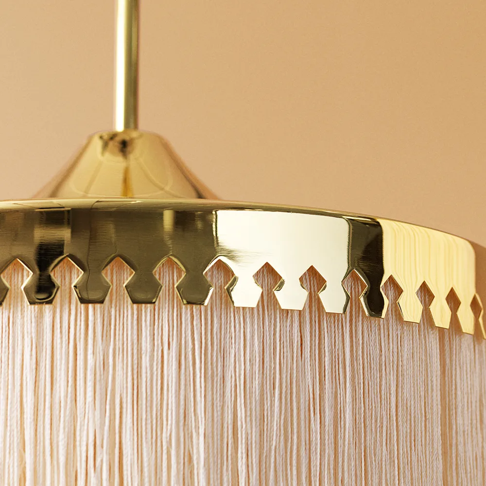 Fringe pendant lamp, Cream white, small Warm Nordic