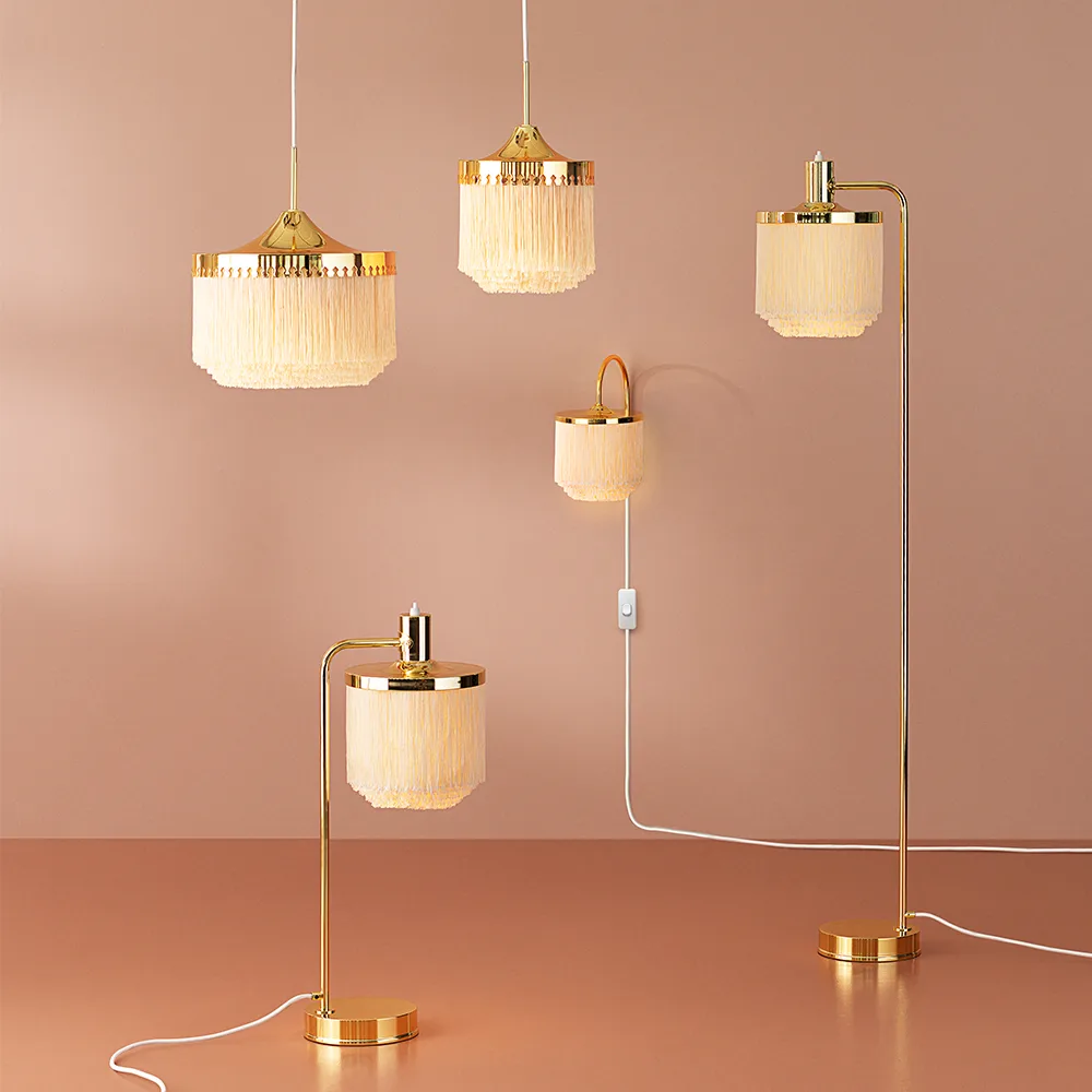 Fringe table lamp, Pale pink Warm Nordic