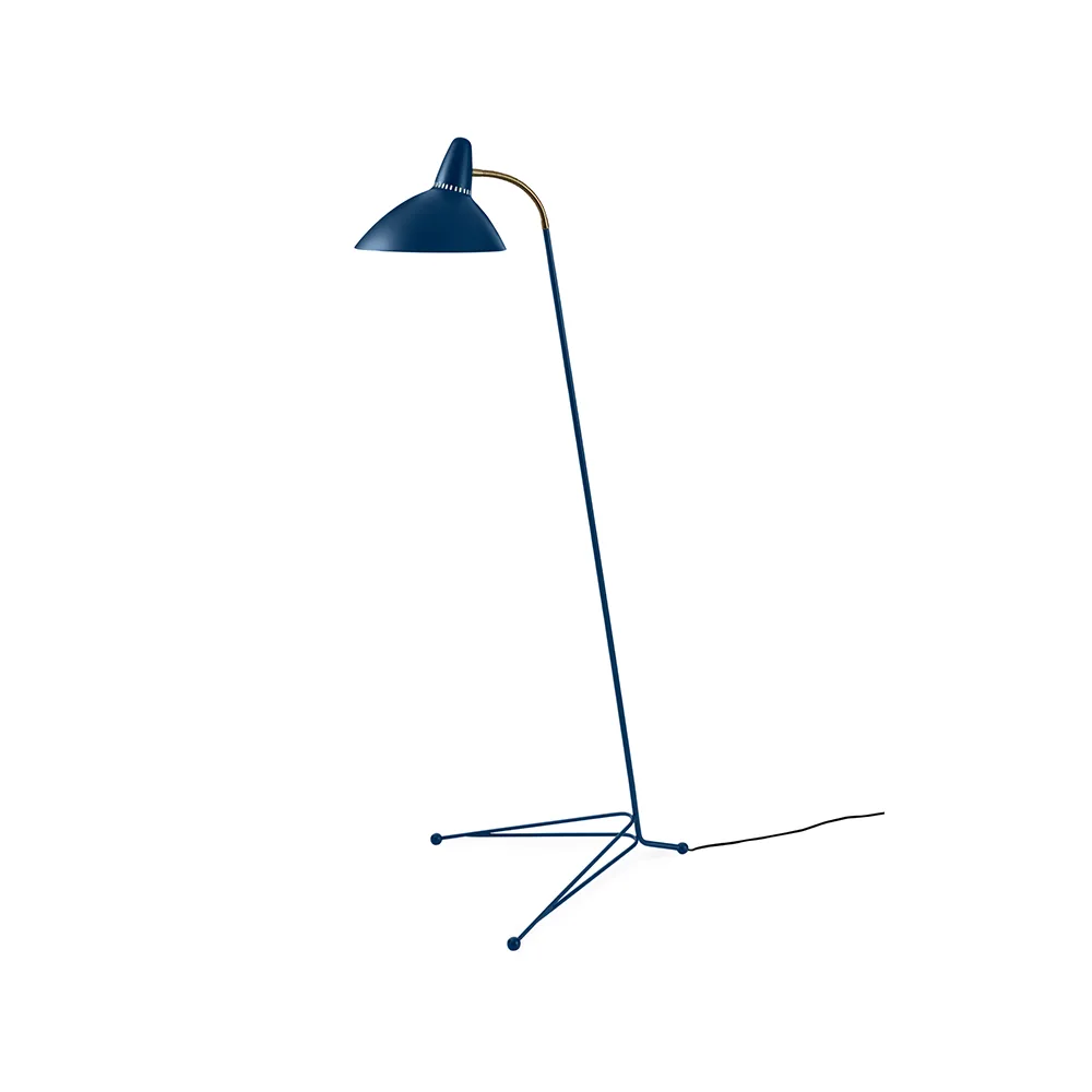 Lightsome floor lamp, Azure blue, brass detail Warm Nordic