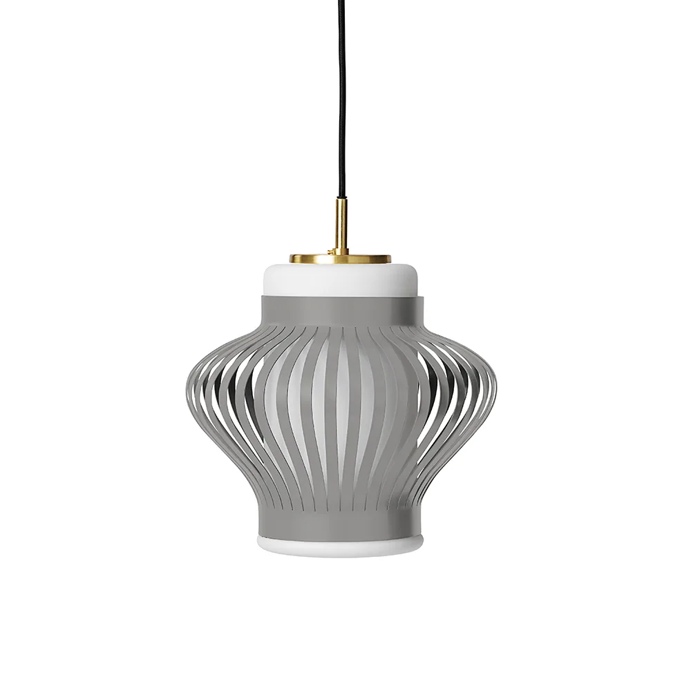 Opal Lamella pendant lamp, Sky grey, sandblasted opal Warm Nordic