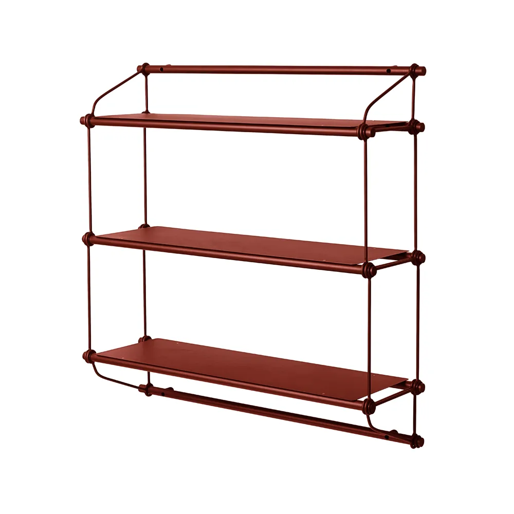 Parade shelf, Oxide red, 3 shelves Warm Nordic