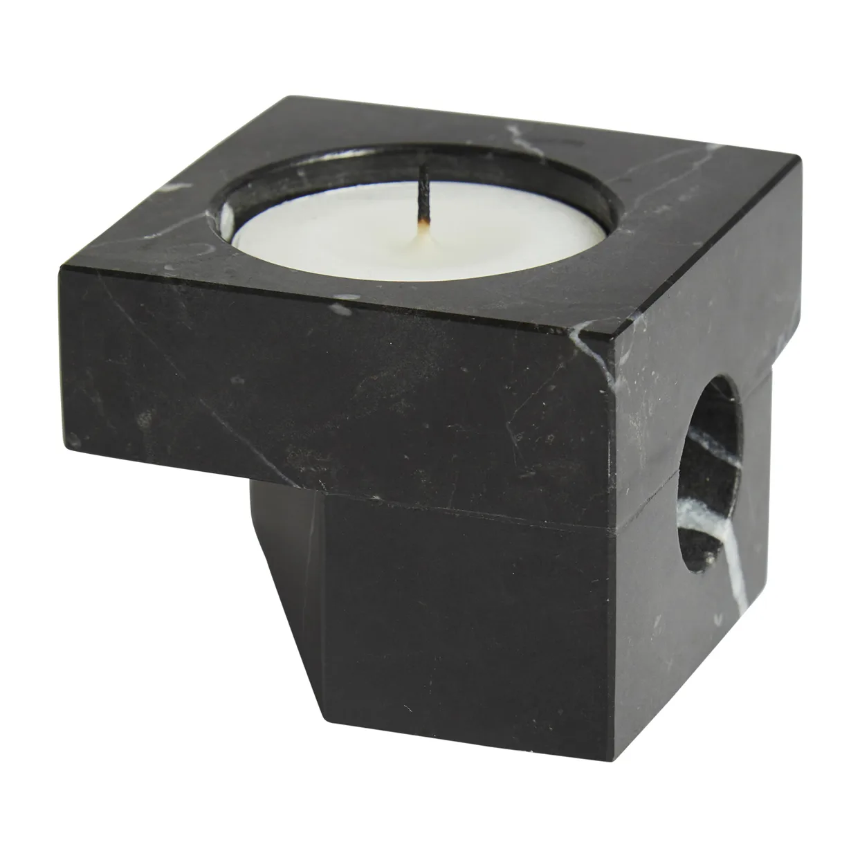 Jeu de dés 2 candle holder marble, Black Woud