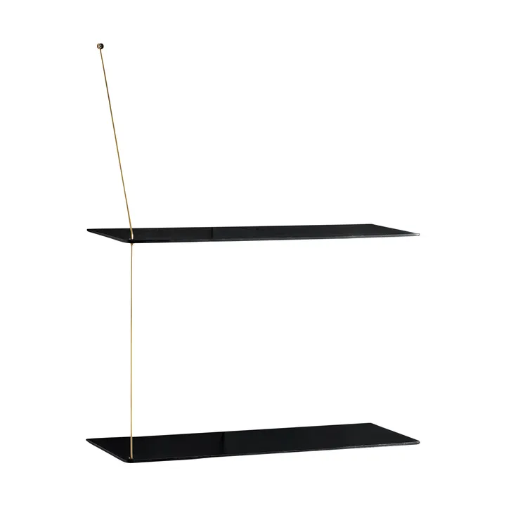 Stedge shelf - Black oak-brass, 60 cm, 2 shelves - Woud