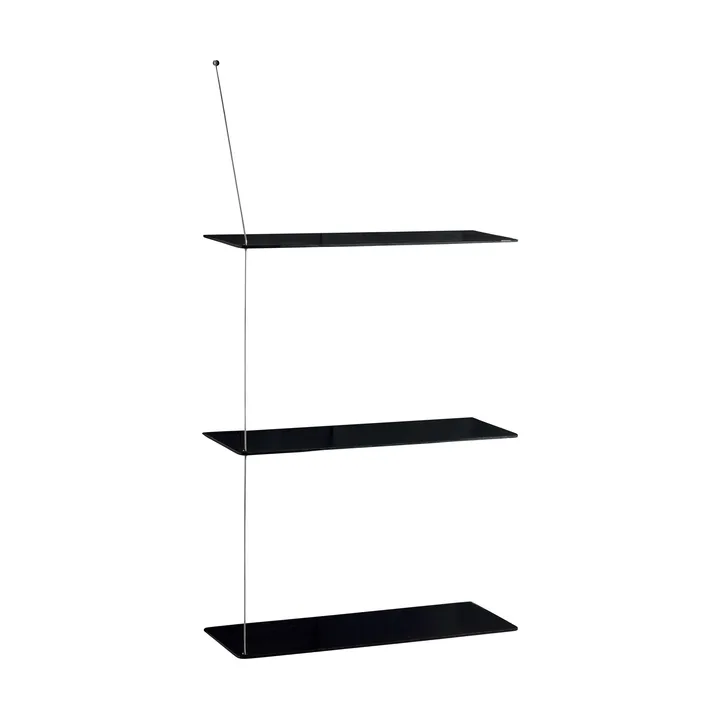 Stedge shelf - Black oak-brushed steel, 60 cm, 3 shelves - Woud