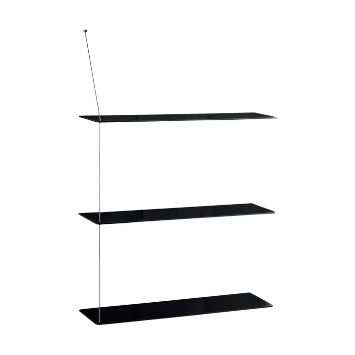 Stedge shelf - Black oak-brushed steel, 80 cm, 3 shelves - Woud