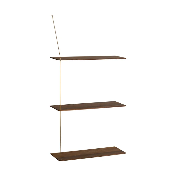 Stedge shelf - Smoked oak-brass, 60 cm, 3 shelves - Woud