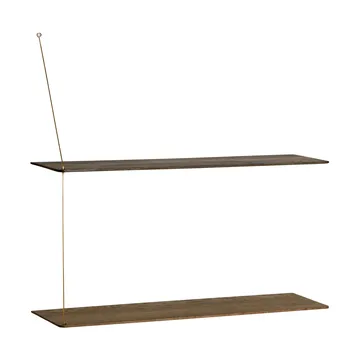 Stedge shelf - Smoked oak-brass, 80 cm, 2 shelves - Woud