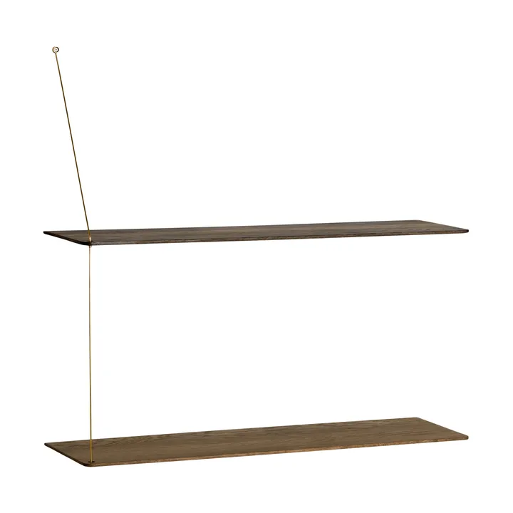 Stedge shelf - Smoked oak-brass, 80 cm, 2 shelves - Woud
