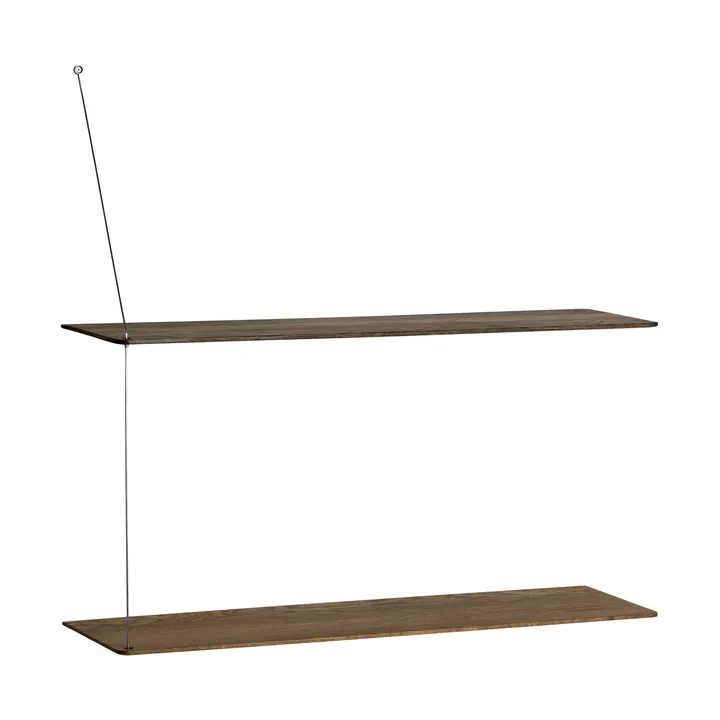 Stedge shelf - Smoked oak-brushed steel, 80 cm, 2 shelves - Woud